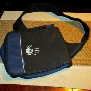 Mudd Black & Blue Sling Crossbody Bag Organizer Purse with Multi Pockets 10x12"